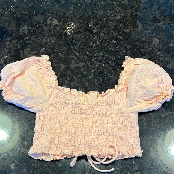 Graffiti elastic crop top. Peach worn once small - Picture 2 of 2